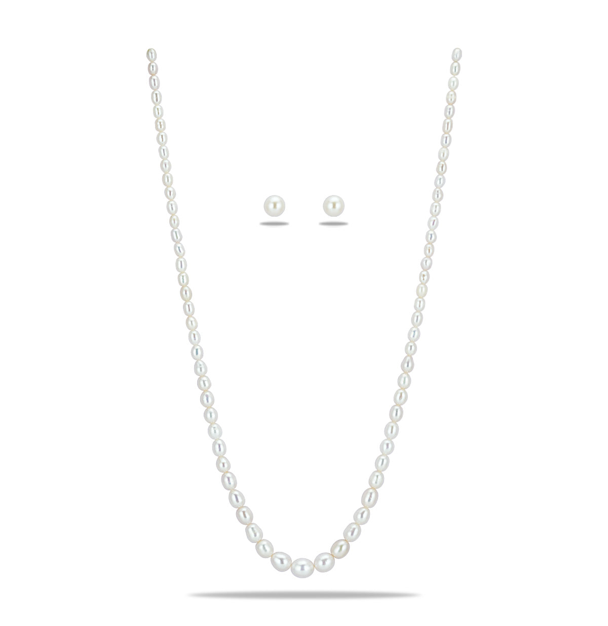 Grading White Drop Freshwater Pearl Necklace Set - AA Quality