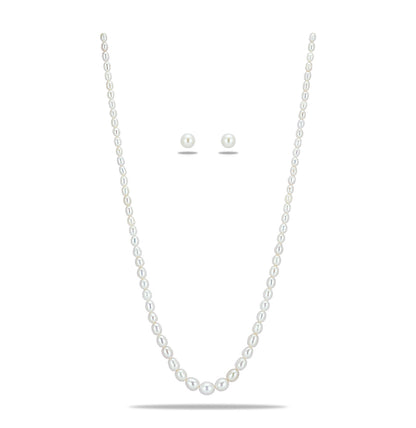 Grading White Drop Freshwater Pearl Necklace Set - AA Quality