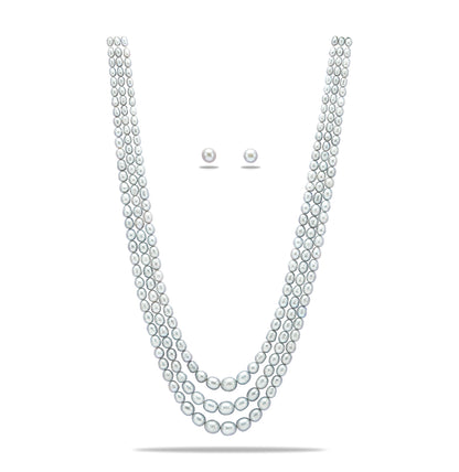 Grading Grey Drop Freshwater Pearl Necklace Set - AA Quality