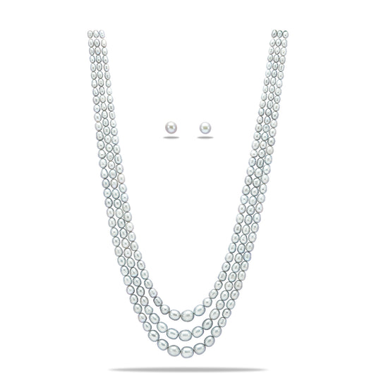 Grading Grey Drop Freshwater Pearl Necklace Set - AA Quality