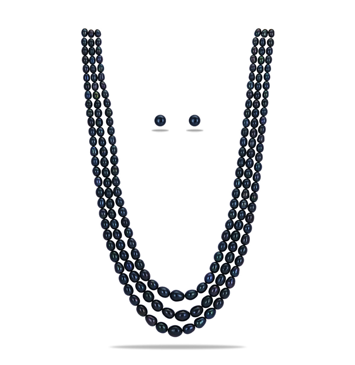 Grading Black Drop Freshwater Pearl Necklace Set - A Quality