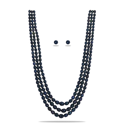 Grading Black Drop Freshwater Pearl Necklace Set - A Quality