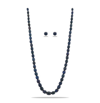 Grading Black Drop Freshwater Pearl Necklace Set - A Quality