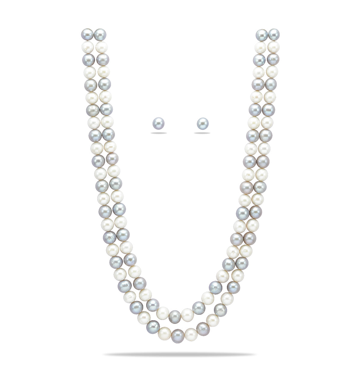 8.0-9.0mm Multicolor Near Round Freshwater Pearl Necklace Set - AA Quality