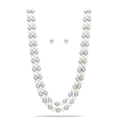 8.0-9.0mm Multicolor Near Round Freshwater Pearl Necklace Set - AA Quality