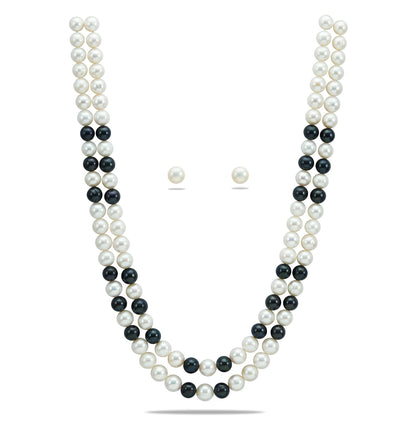 Grading Multicolor Near Round Freshwater Pearl Necklace Set - A Quality