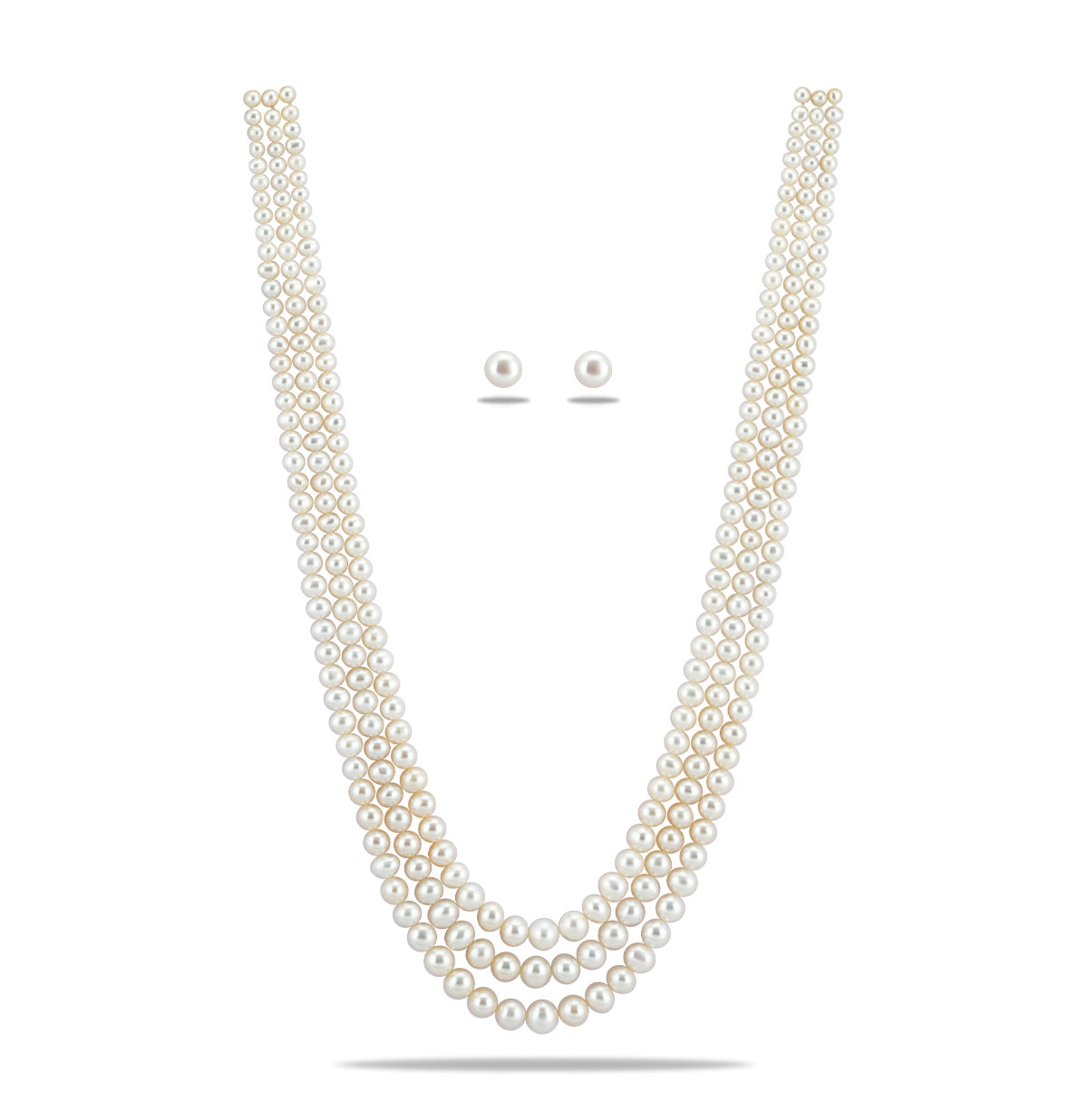 Grading White Near Round Freshwater Pearl Necklace Set - AAA Quality