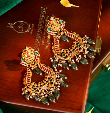 Charming Gold Ruby Emerald Kundan Earring