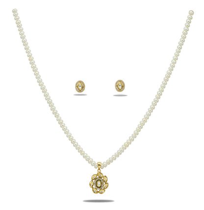 Latest White Stone Freshwater Pearls Necklace Set