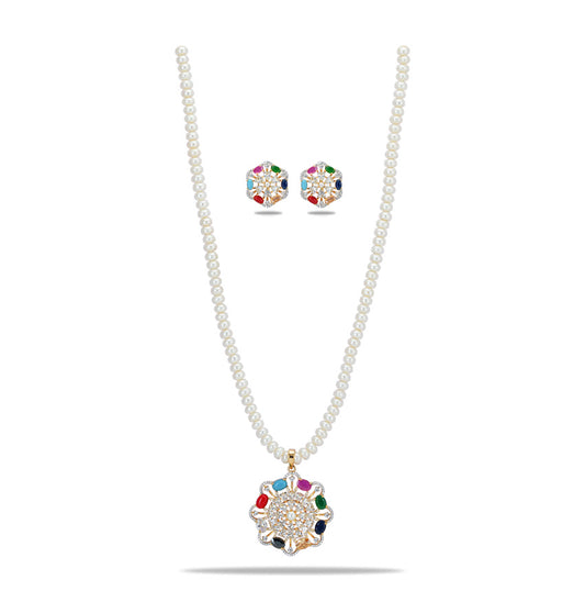 Dainty Navratna Multicolor Freshwater Pearl Necklace Set