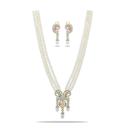 Antique Red Green Multicolor Freshwater Pearl Necklace Set