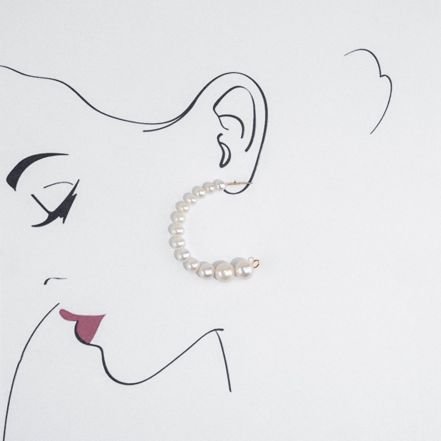 Elegant White Freshwater Pearl Hoop Earring