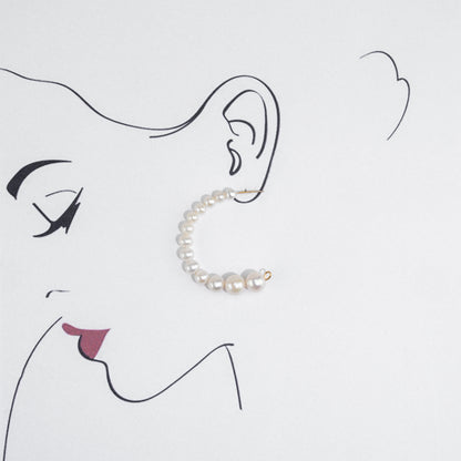 Elegant White Freshwater Pearl Hoop Earring