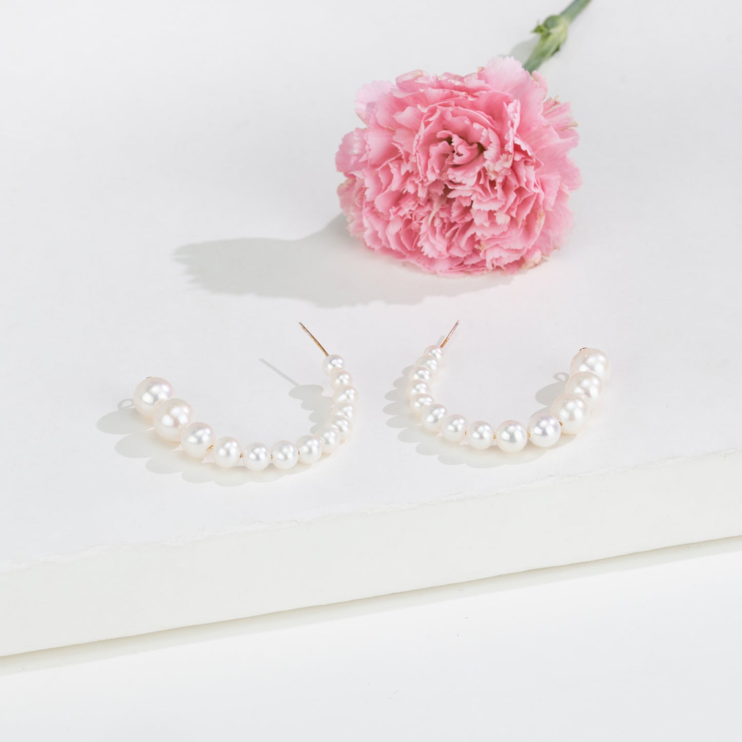 Elegant White Freshwater Pearl Hoop Earring