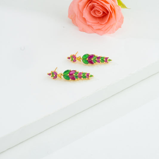 Adorable Fancy Red And Green Dangling Earring