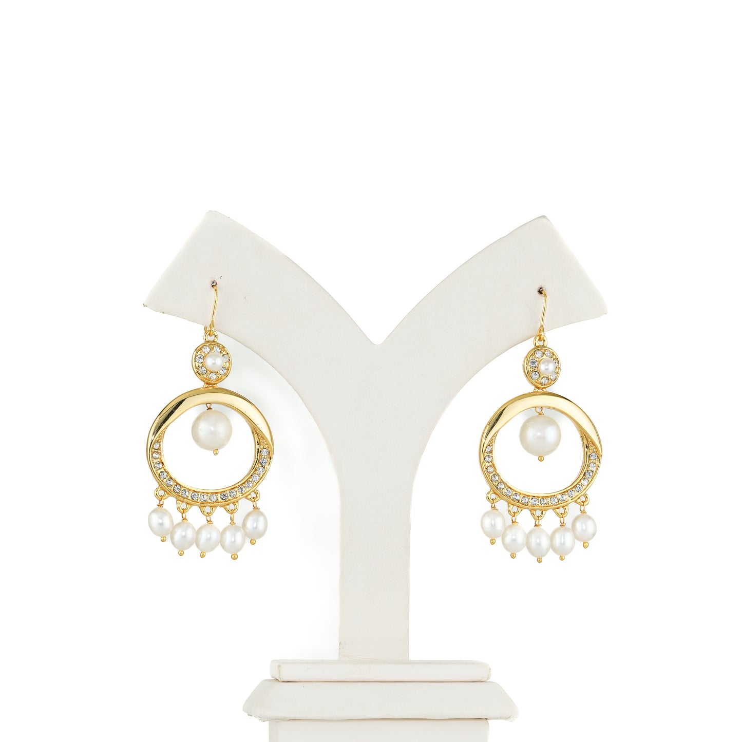 Feminine Mix Freshwater Pearl Chand Bali