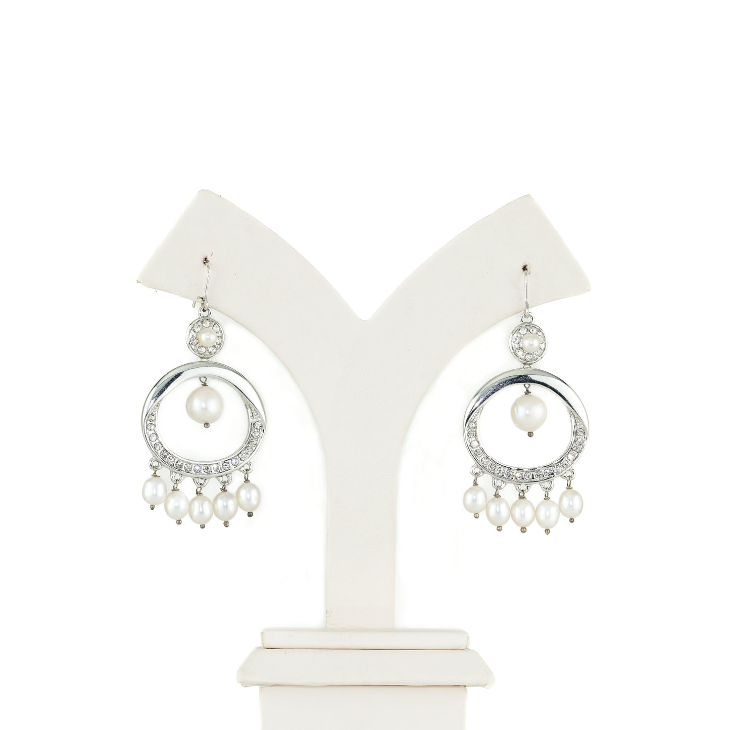 Classic White Mix Freshwater Pearl Chand Bali