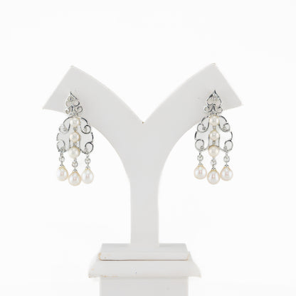 Exceptional Fancy White Freshwater Pearl Hanging Earrings
