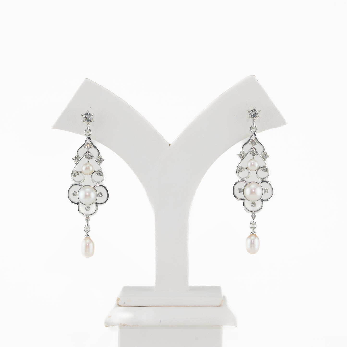Gorgeous Fancy White Freshwater Pearl Hanging Earrings