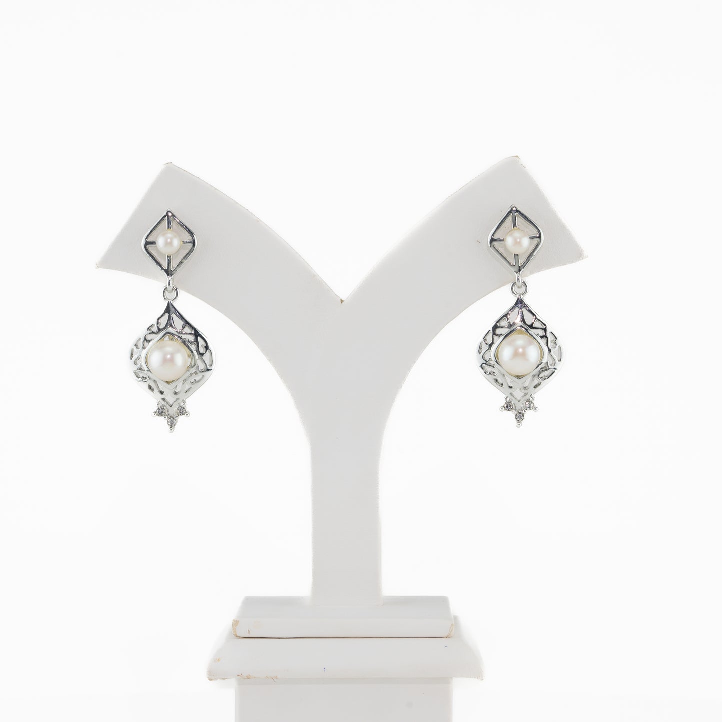 Vintage Mix Fancy White Freshwater Pearl Dangling Earrings