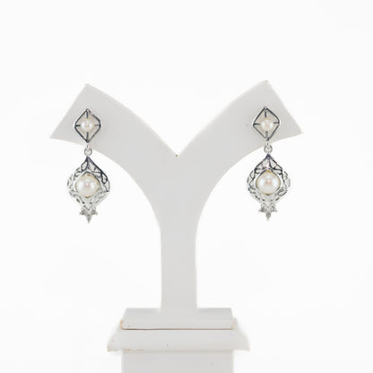 Vintage Mix Fancy White Freshwater Pearl Dangling Earrings