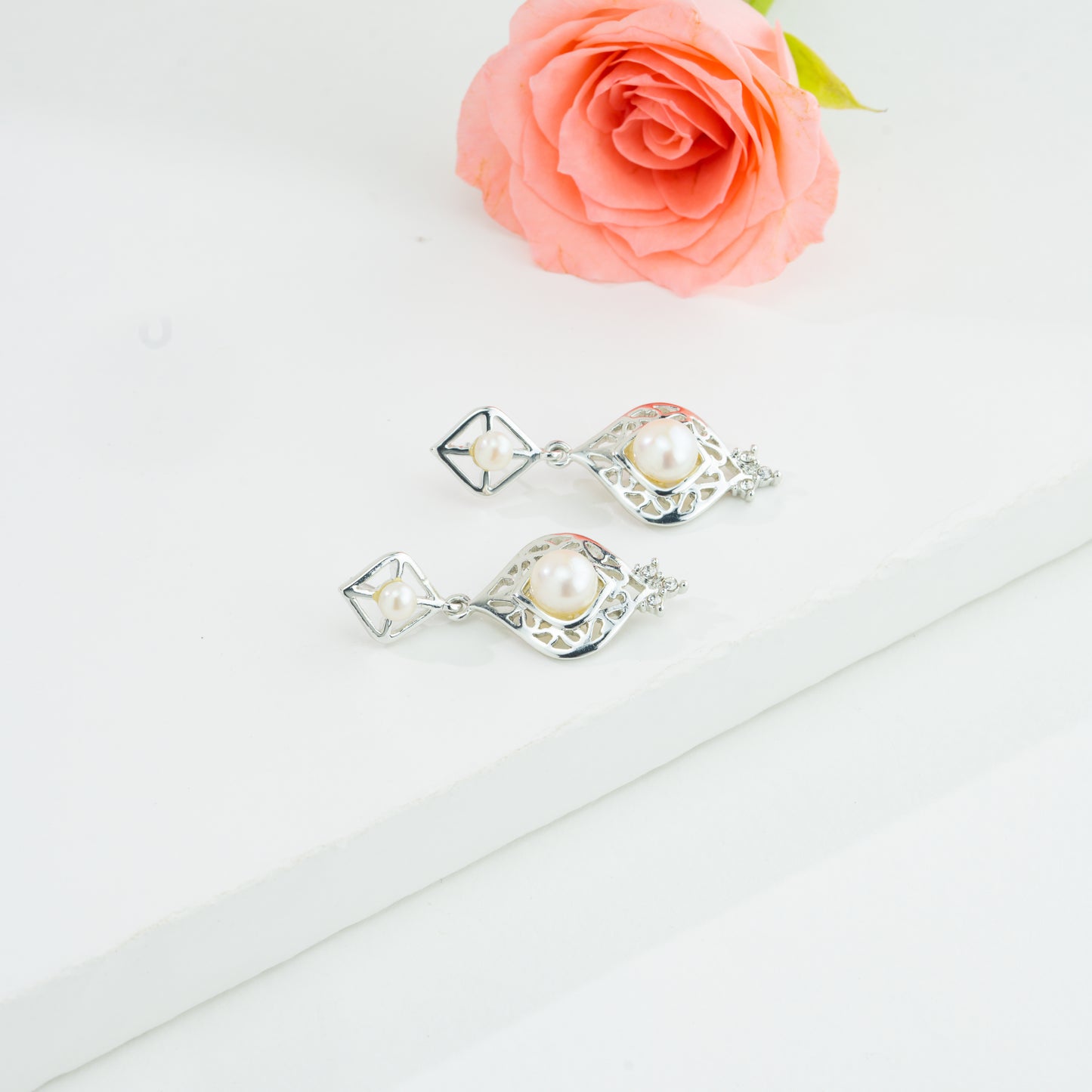 Vintage Mix Fancy White Freshwater Pearl Dangling Earrings