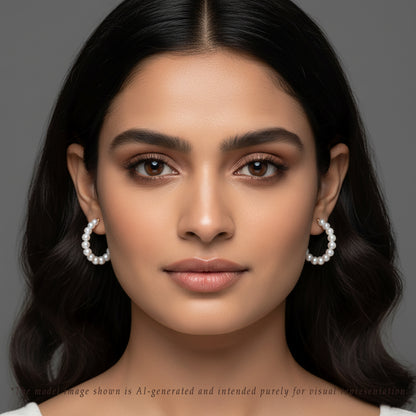 Elegant White Freshwater Pearl Hoop Earring