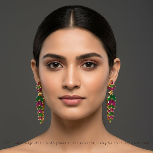Adorable Fancy Red And Green Dangling Earring