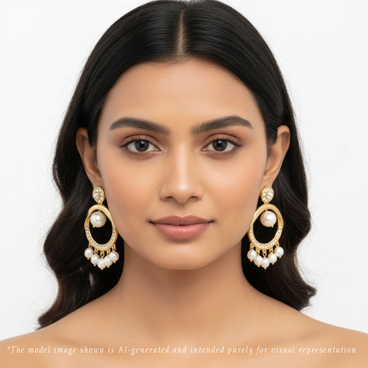 Feminine Mix Freshwater Pearl Chand Bali