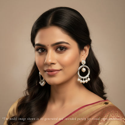 Classic White Mix Freshwater Pearl Chand Bali