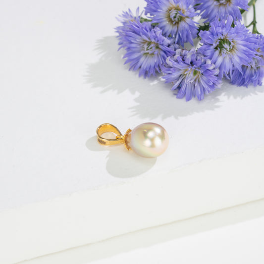 13.0-14.0mm Classic Golden Drop South Sea Pearl With 18K Yellow Gold Pearl Locket