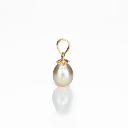 13.0-14.0mm Classic Golden Drop South Sea Pearl With 18K Yellow Gold Pearl Locket
