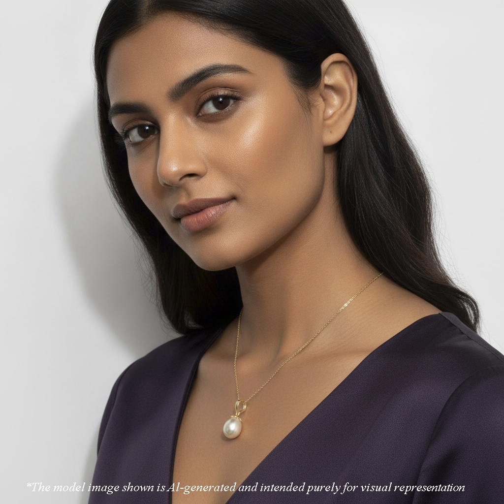 13.0-14.0mm Classic Golden Drop South Sea Pearl With 18K Yellow Gold Pearl Locket