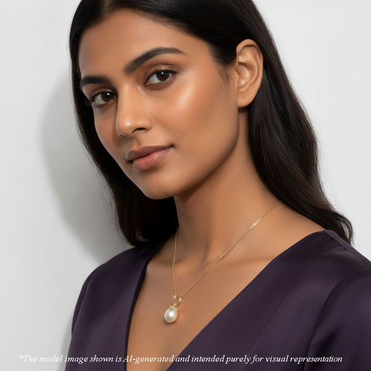13.0-14.0mm Classic Golden Drop South Sea Pearl With 18K Yellow Gold Pearl Locket