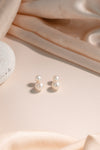 Pearl Duo Gold Drop Stud Earrings