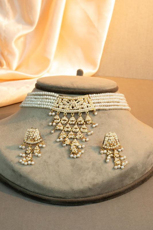 Antique Pearl Jadau Choker Set