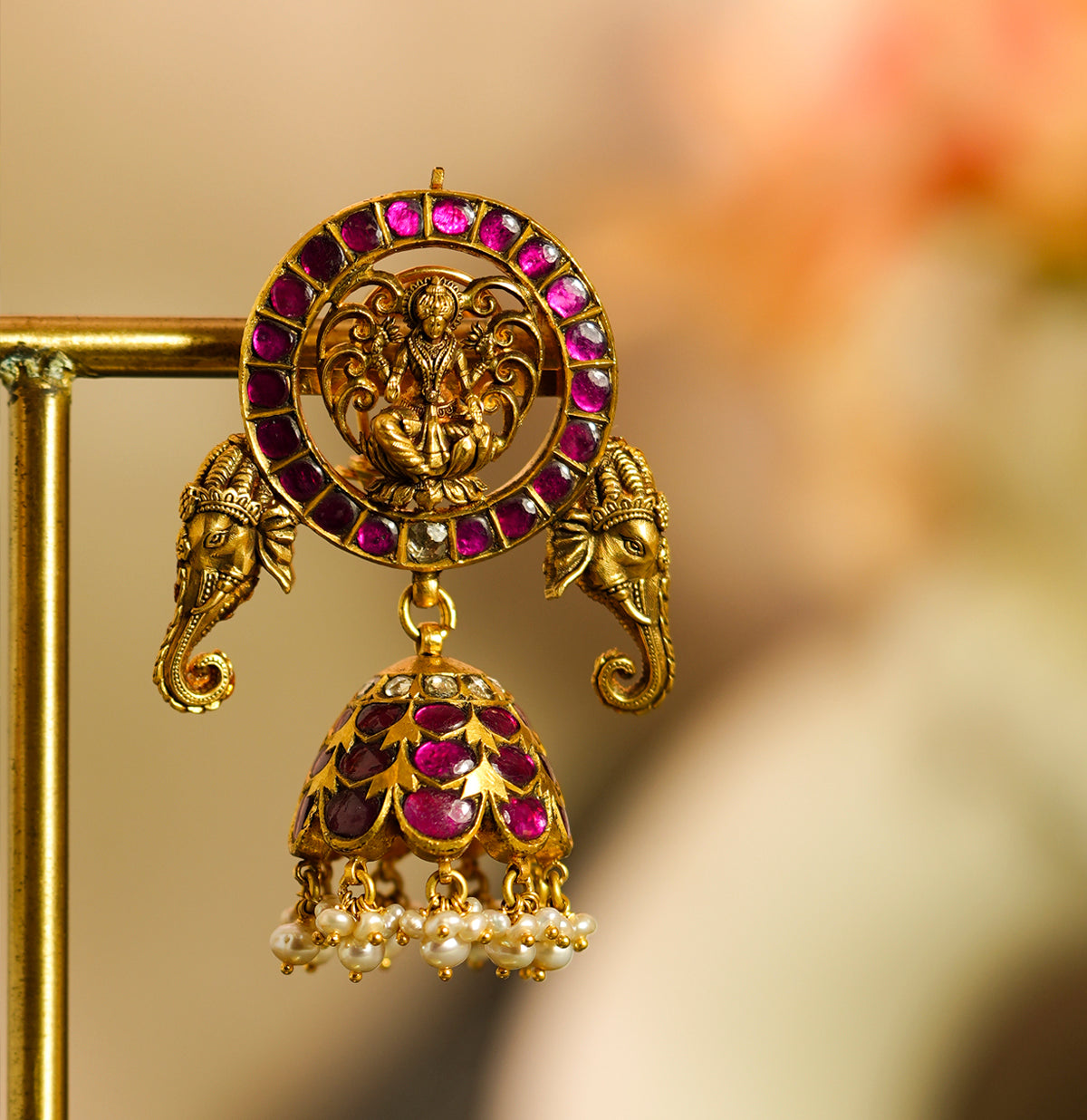 Fashionable Ruby Kundan Earrings