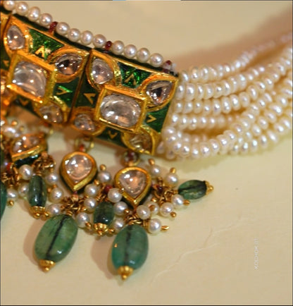 Sparkling Polki Kundan Pearl Choker