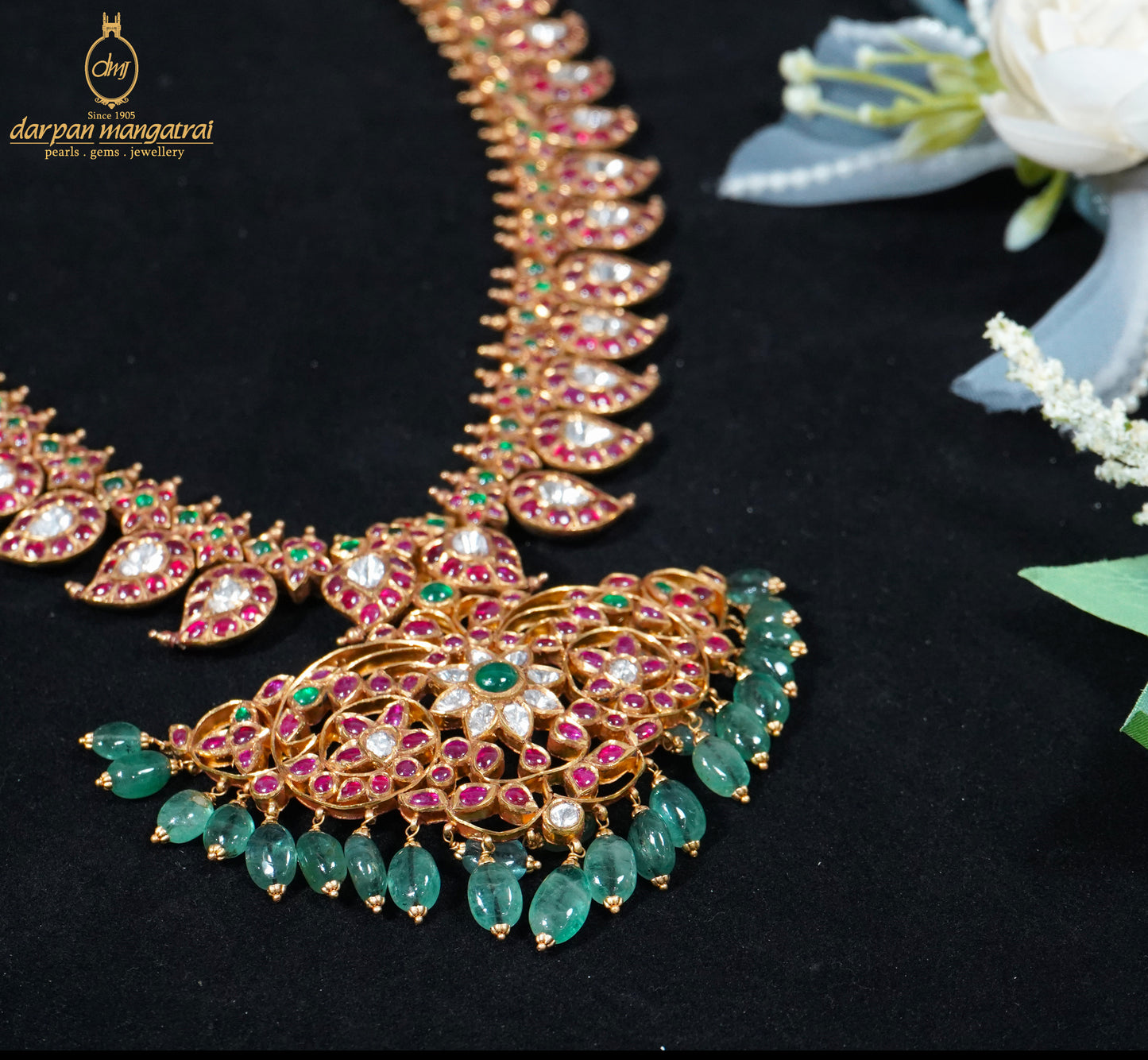 Vintage Ruby And Emerald Mango Necklace