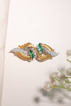 Emerald Elegance Diamond Leaf Brooch