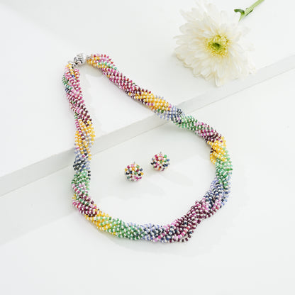 Natural Rainbow and 1.0-2.0mm Seed Freshwater Pearls Necklace Set - AAA Quality