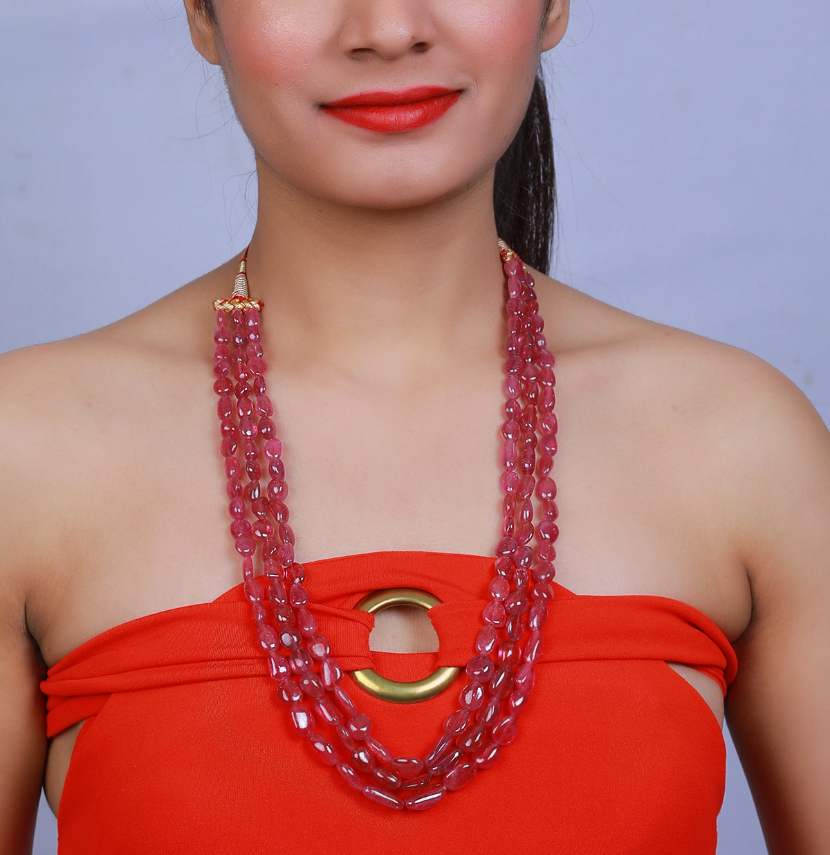 Natural Ruby Beads Necklace