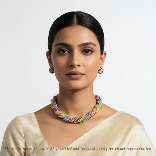 Natural Rainbow and 1.0-2.0mm Seed Freshwater Pearls Necklace Set - AAA Quality