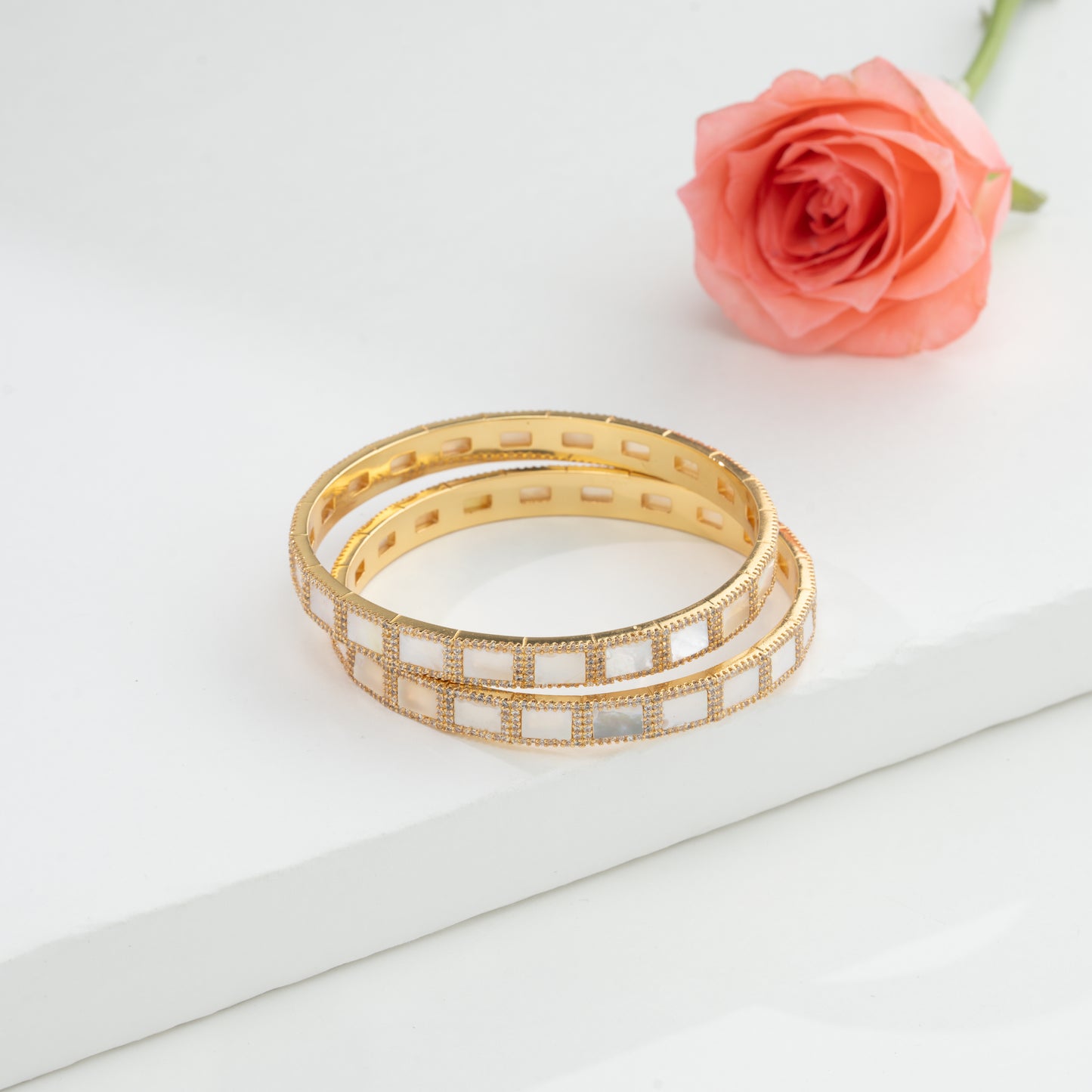 Decorative White Pearl Bangles