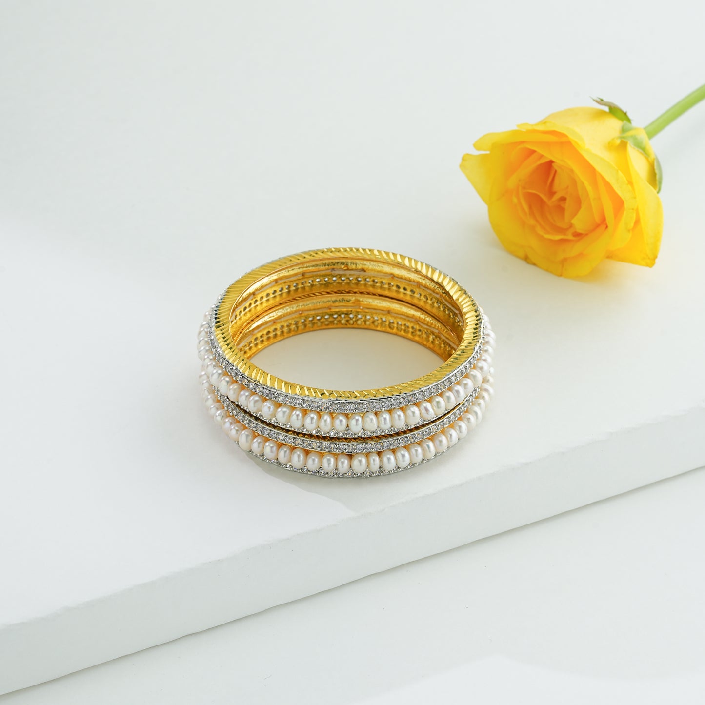 Precious WhiteStone Freshwater Pearl Bangle