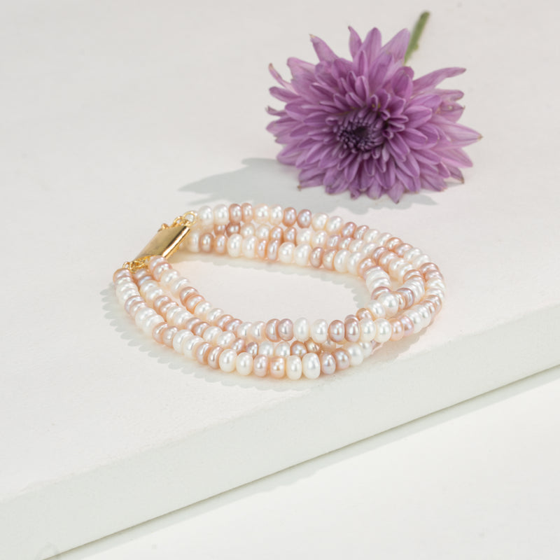 3.0-4.0mm Multicolor Button Freshwater Pearl Bracelet