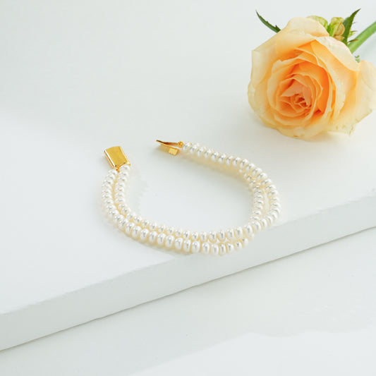 3.0-4.0mm Favorite White Button Freshwater Pearl Bracelets