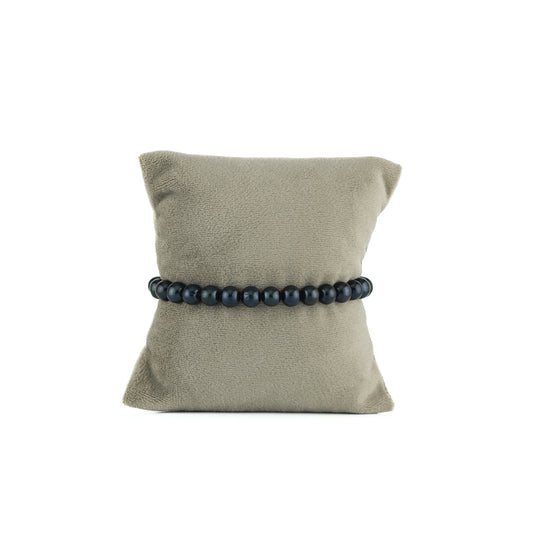 7.0-8.0mm Black Near Round Single Row Freshwater Pearl Bracelet