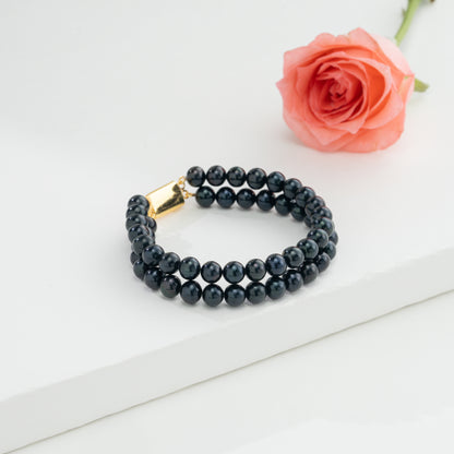 6.0-7.0mm Black Near Round Freshwater Pearl Bracelet