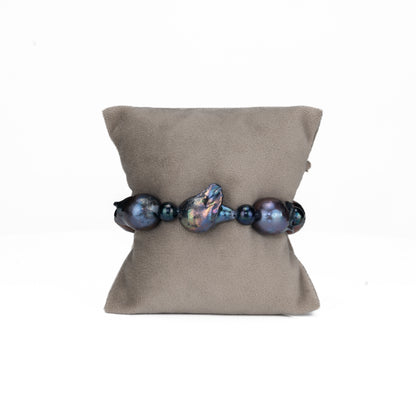 21.0-22.0mm Dark Blue Mix Freshwater Pearl Bracelet